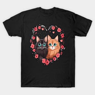 Somali Cat Couple Valentine T-Shirt